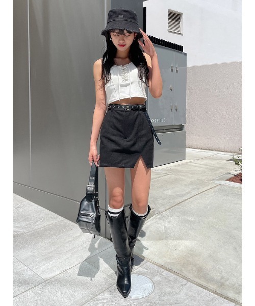 ENVYM（アンビー）の「スリットツイルミニスカート（スカート・レディース・ブラック/マルチ・SMALL/MEDIUM）」の16枚目の写真