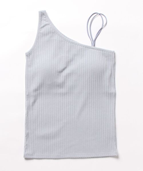 Q(キュー)の「カップ付き リブアシメキャミソール(キャミソール・レディース・ブラック/ライトグレー・MEDIUM)」の6枚目の写真