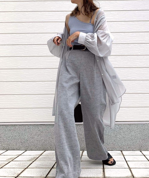 Q(キュー)の「カップ付き リブアシメキャミソール(キャミソール・レディース・ブラック/ライトグレー・MEDIUM)」の5枚目の写真