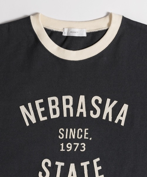 MUHET（ミュエータ）の「フェルトリンガーTシャツ（Tシャツ/カットソー・レディース・オフホワイト/ブラック/ブルー・X-LARGE/MEDIUM）」の5枚目の写真