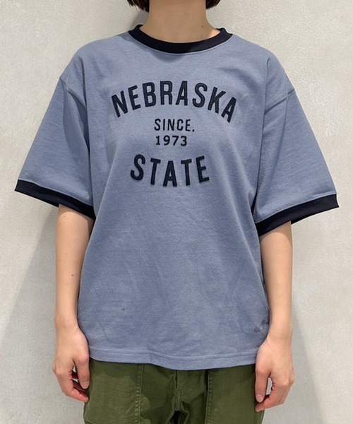 MUHET（ミュエータ）の「フェルトリンガーTシャツ（Tシャツ/カットソー・レディース・オフホワイト/ブラック/ブルー・X-LARGE/MEDIUM）」の10枚目の写真