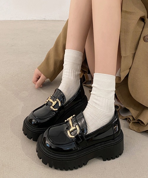 Burner(バーナー)の「【OKUOKU 0909】 厚底ローファー oku-shoes-697157422777-38(ローファー・レディース・ブラック系その他2/ブラック系その他・38/36)」の1枚目の写真