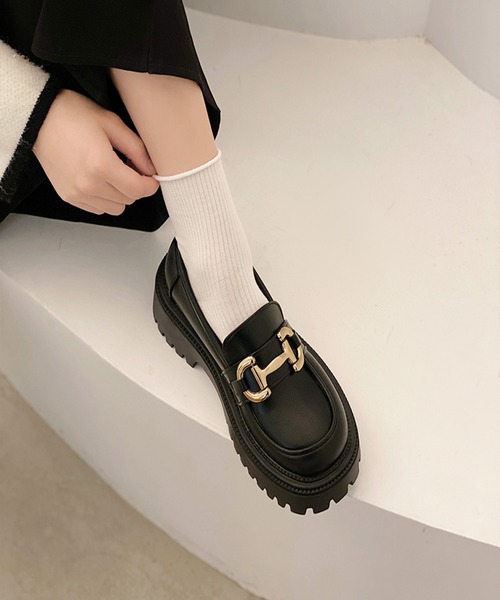 Burner(バーナー)の「【OKUOKU 0909】 厚底ローファー oku-shoes-697157422777-38(ローファー・レディース・ブラック系その他2/ブラック系その他・38/36)」の2枚目の写真