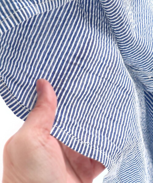 NAUTICA（ノーティカ）の「【NAUTICA/ノーティカ/ペア/お揃い】コードレーンストライプ半袖シャツ（シャツ/ブラウス・キッズ・ネイビー・S/XL/M/XS/L）」の3枚目の写真