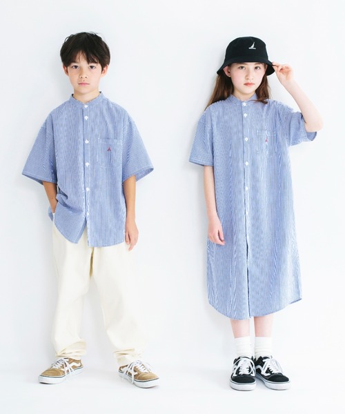 NAUTICA（ノーティカ）の「【NAUTICA/ノーティカ/ペア/お揃い】コードレーンストライプ半袖シャツ（シャツ/ブラウス・キッズ・ネイビー・S/XL/M/XS/L）」の4枚目の写真
