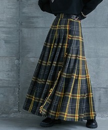 ＜大きいサイズ＞ チェックタックマキシスカート GEVS.