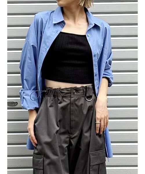 MURUA（ムルーア）の「ベーシックオーバーシャツ（シャツ/ブラウス・レディース・ブルー/その他1/ホワイト・FREE）」の3枚目の写真