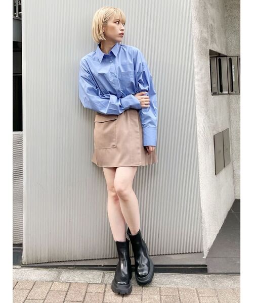 MURUA（ムルーア）の「ベーシックオーバーシャツ（シャツ/ブラウス・レディース・ブルー/その他1/ホワイト・FREE）」の18枚目の写真