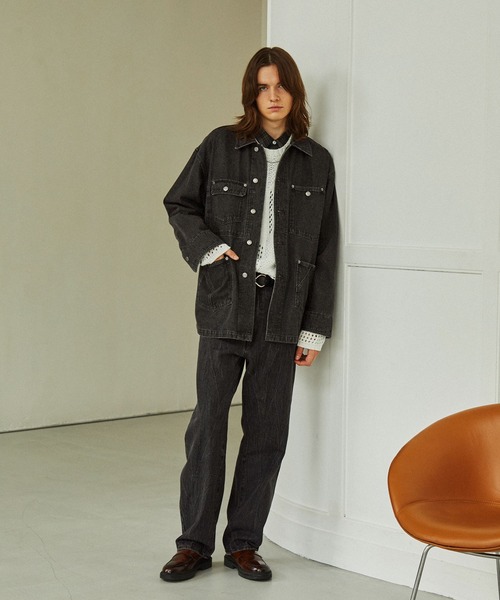 EMMA CLOTHES（エマクローズ）の「ヴィンテージ加工セミワイドストレートデニムパンツ EMMA CLOTHES（デニムパンツ・メンズ・ブラック/グレー/インディゴブルー・M/S/L）」の8枚目の写真