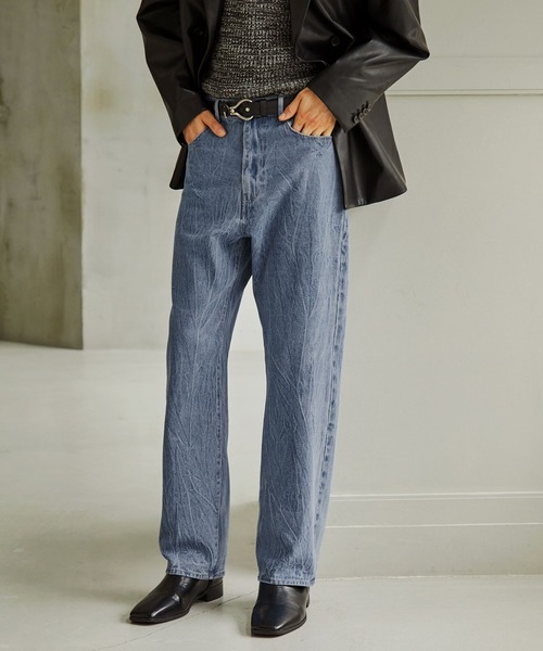 EMMA CLOTHES（エマクローズ）の「ヴィンテージ加工セミワイドストレートデニムパンツ EMMA CLOTHES（デニムパンツ・メンズ・ブラック/グレー/インディゴブルー・M/S/L）」の4枚目の写真