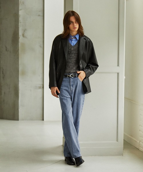 EMMA CLOTHES（エマクローズ）の「ヴィンテージ加工セミワイドストレートデニムパンツ EMMA CLOTHES（デニムパンツ・メンズ・ブラック/グレー/インディゴブルー・M/S/L）」の5枚目の写真