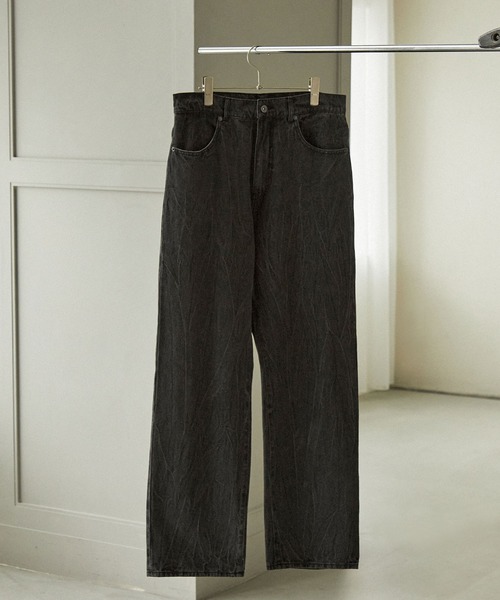 EMMA CLOTHES（エマクローズ）の「ヴィンテージ加工セミワイドストレートデニムパンツ EMMA CLOTHES（デニムパンツ・メンズ・ブラック/グレー/インディゴブルー・M/S/L）」の16枚目の写真