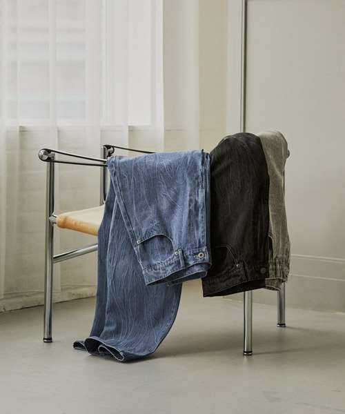 EMMA CLOTHES（エマクローズ）の「ヴィンテージ加工セミワイドストレートデニムパンツ EMMA CLOTHES（デニムパンツ・メンズ・ブラック/グレー/インディゴブルー・M/S/L）」の14枚目の写真