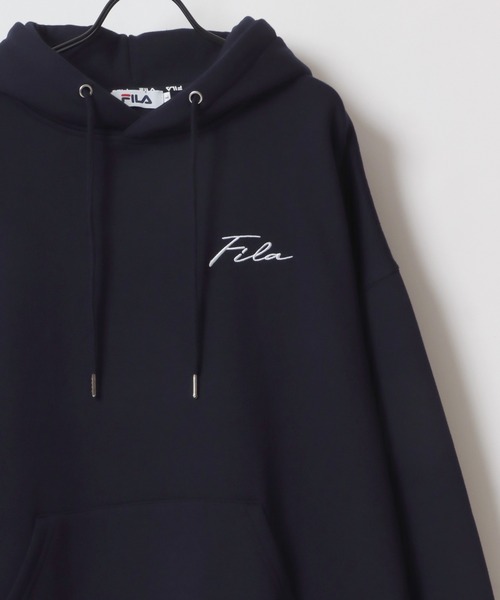 FILA（フィラ）の「FILA/フィラ 別注 オーバーサイズ 裏起毛 ロゴ ワンポイント刺繍 スウェット パーカー フーディー/長袖 トップス プルオーバー/レディース メンズ（パーカー・レディース・ブラック系その他/ブラック/ホワイト/ブルー系その他/オートミール/ネイビー・L/M/LL）」の6枚目の写真