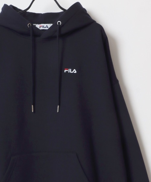 FILA（フィラ）の「FILA/フィラ 別注 オーバーサイズ 裏起毛 ロゴ ワンポイント刺繍 スウェット パーカー フーディー/長袖 トップス プルオーバー/レディース メンズ（パーカー・レディース・ブラック系その他/ブラック/ホワイト/ブルー系その他/オートミール/ネイビー・L/M/LL）」の5枚目の写真