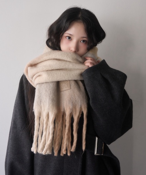 ボリュームブロックチェックマフラー（マフラー）｜mellowneon