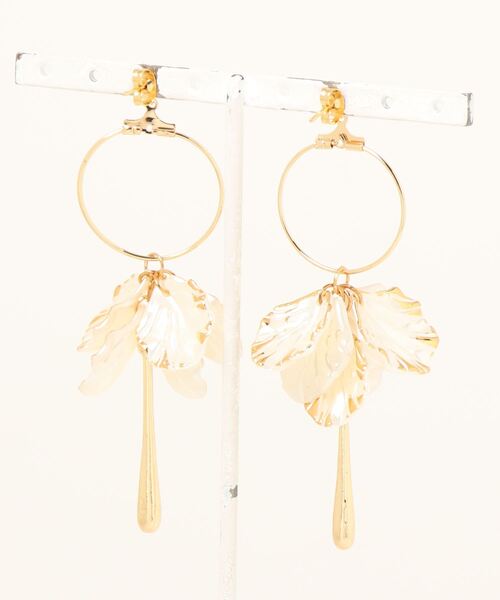 tone(トーン)の「【S.coeuf】【S.coeuf】金属アレルギー対応ピアス フープ×ふちどりゴールドシェル(MA)(ピアス(両耳用)・レディース・ホワイト/クリア・FREE)」の7枚目の写真