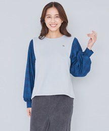 ボリュームスリーブ チェック ドッキング プルオーバー