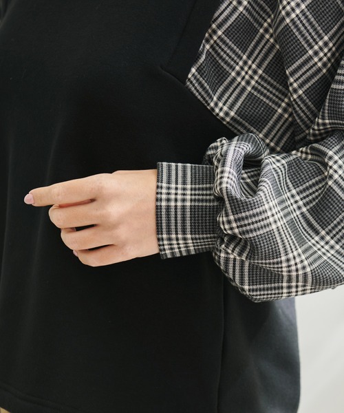 Arnold Palmer（アーノルドパーマー）の「ボリュームスリーブ チェック ドッキング プルオーバー（Tシャツ/カットソー・レディース・ブラック/チャコールグレー/ライトグレー・S/M/L）」の6枚目の写真