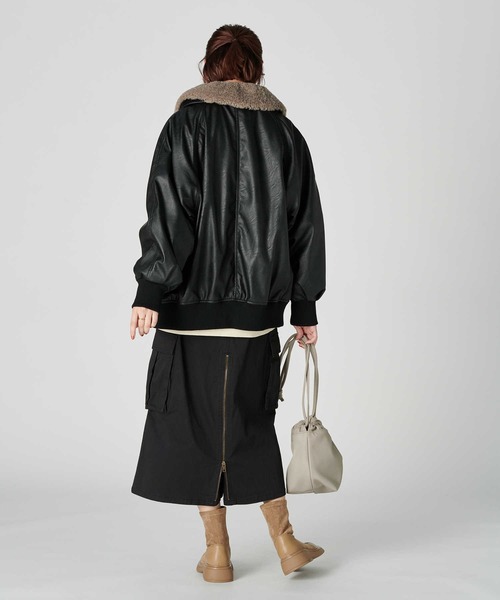 BACK NUMBER（バックナンバー）の「【BACK NUMBER】ファスナーカーゴスカート（スカート・レディース・ブラック/カーキブラウン・L/M）」の6枚目の写真