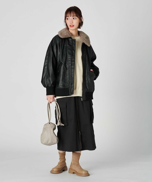 BACK NUMBER（バックナンバー）の「【BACK NUMBER】ファスナーカーゴスカート（スカート・レディース・ブラック/カーキブラウン・L/M）」の3枚目の写真