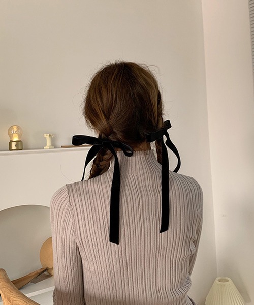 DiamondHearts(ダイヤモンドハーツ)の「ベロア リボンヘアクリップ 2本セット(バレッタ/ヘアクリップ・レディース・ブラック・FREE/SMALL/フリー)」の7枚目の写真