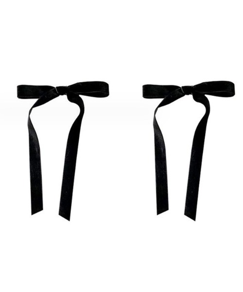 DiamondHearts(ダイヤモンドハーツ)の「ベロア リボンヘアクリップ 2本セット(バレッタ/ヘアクリップ・レディース・ブラック・FREE/SMALL/フリー)」の11枚目の写真