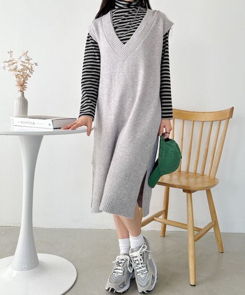 SALE✩.*スコットクラブ系列 MAITRESSE Vネック ニットワンピース 145-174497-0909.jpg