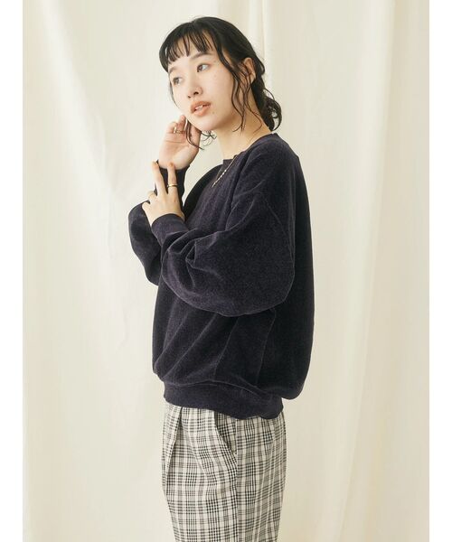 CRAFT STANDARD BOUTIQUE(クラフトスタンダードブティック)の「シェニールヤーンニットプルオーバー(ニット/セーター・レディース・アイボリー/グリーン/ネイビー・FREE)」の6枚目の写真