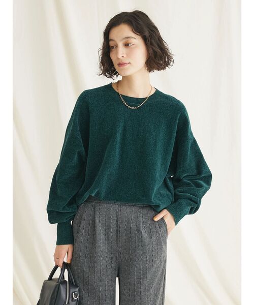 CRAFT STANDARD BOUTIQUE(クラフトスタンダードブティック)の「シェニールヤーンニットプルオーバー(ニット/セーター・レディース・アイボリー/グリーン/ネイビー・FREE)」の22枚目の写真