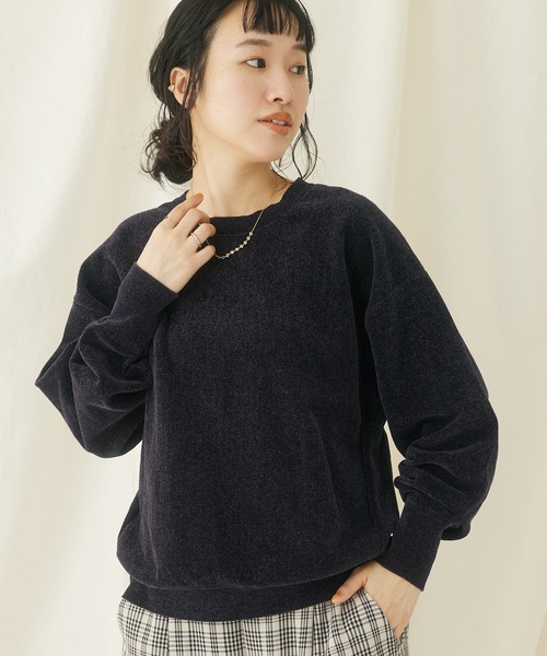 CRAFT STANDARD BOUTIQUE(クラフトスタンダードブティック)の「シェニールヤーンニットプルオーバー(ニット/セーター・レディース・アイボリー/グリーン/ネイビー・FREE)」の1枚目の写真