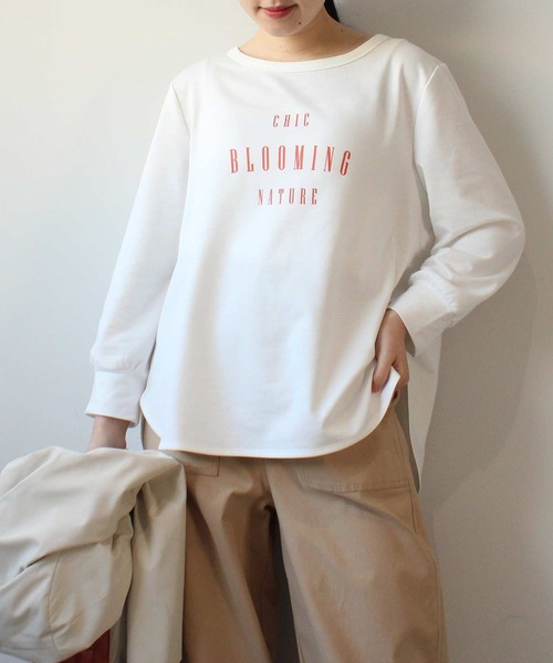 leswel(レスウェル)の「【L~5L 大きいサイズ】ミニ裏毛 ラウンドヘム プリントT(Tシャツ/カットソー・レディース・ネイビー/ラベンダー/オフホワイト・4L/3L/LL/L/5L)」の18枚目の写真