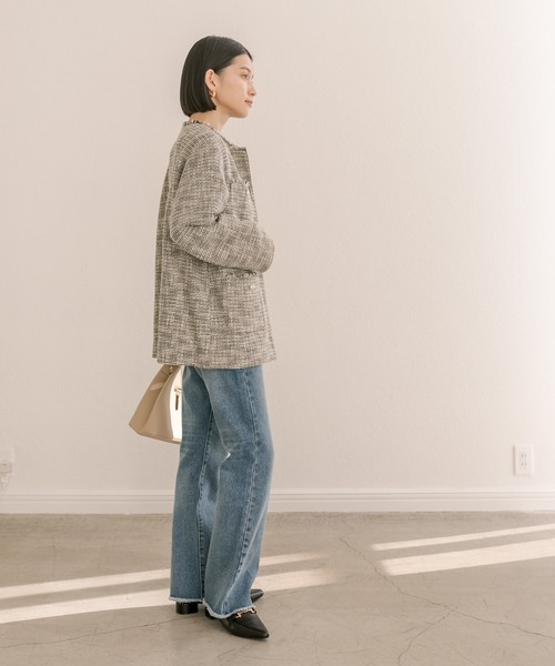 RIVE DROITE（リヴドロワ）の「MIXツイードノーカラージャケット（ノー