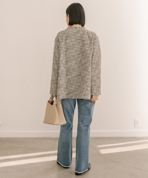 RIVE DROITE（リヴドロワ）の「MIXツイードノーカラージャケット（ノー