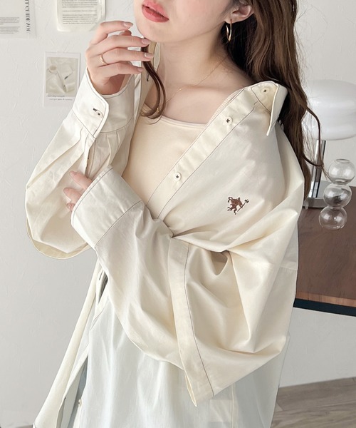 classicalelf（クラシカルエルフ）の「レイヤードスリーブで差をつける。袖ドッキングビッグシャツ。（シャツ/ブラウス・レディース・アイボリー/ブルー・SMALL/MEDIUM/LARGE/X-LARGE）」の14枚目の写真