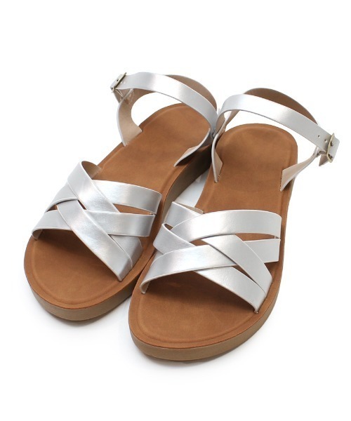 polka polka（ポルカポルカ）の「polka polka / ポルカポルカ 軽いダブルクロスサンダル 484 22312345678 SDI / DC（サンダル・レディース・アイボリー/ブロンズ/シルバー/ブラック/ブラウン・L/M）」の4枚目の写真