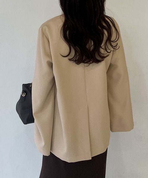 美品♡ケイミー ノーカラージャケット 洗える ライトベージュ Mサイズ 近年 エニィスィス ANY SIS 【洗える】褒めらレディノーカラー ジャケット