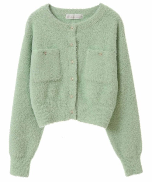 31 Sons de mode（トランテアン　ソン　ドゥ　モード）の「ラメシャギーポケットカーディガン（カーディガン/ボレロ・レディース・ライトグリーン/オフホワイト/イエロー・36）」の2枚目の写真