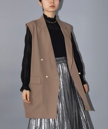 【MAISON BREEZE reveur】Tailored pearl button jacket vest テーラードパールボタンジャケットベスト trc