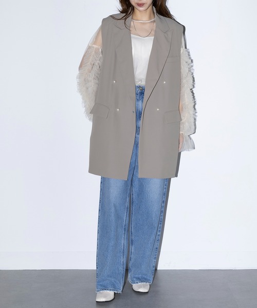 MAISON BREEZE reveur（メゾンブリーズレヴール）の「【MAISON BREEZE reveur】Tailored pearl button jacket vest テーラードパールボタンジャケットベスト trc（ベスト・レディース・グレー/ブラック/モカ・FREE）」の18枚目の写真
