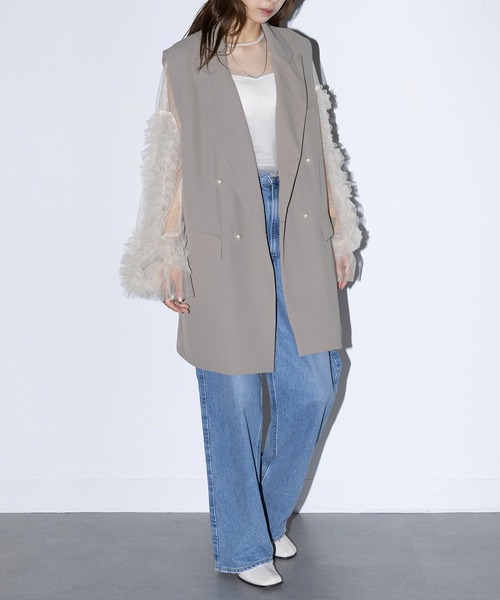 MAISON BREEZE reveur（メゾンブリーズレヴール）の「【MAISON BREEZE reveur】Tailored pearl button jacket vest テーラードパールボタンジャケットベスト trc（ベスト・レディース・グレー/ブラック/モカ・FREE）」の20枚目の写真