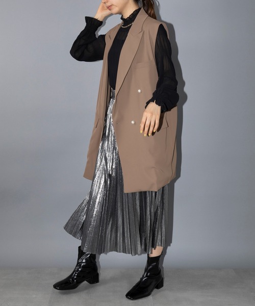 MAISON BREEZE reveur（メゾンブリーズレヴール）の「【MAISON BREEZE reveur】Tailored pearl button jacket vest テーラードパールボタンジャケットベスト trc（ベスト・レディース・グレー/ブラック/モカ・FREE）」の22枚目の写真