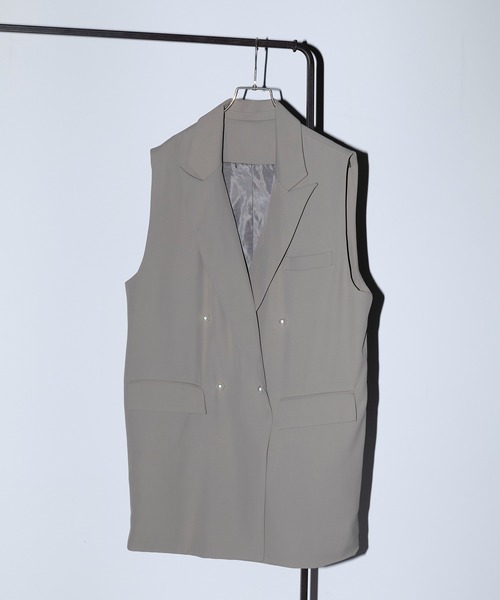 MAISON BREEZE reveur（メゾンブリーズレヴール）の「【MAISON BREEZE reveur】Tailored pearl button jacket vest テーラードパールボタンジャケットベスト trc（ベスト・レディース・グレー/ブラック/モカ・FREE）」の5枚目の写真