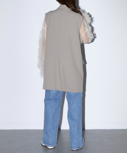 MAISON BREEZE reveur（メゾンブリーズレヴール）の「【MAISON BREEZE reveur】Tailored pearl button jacket vest テーラードパールボタンジャケットベスト trc（ベスト・レディース・グレー/ブラック/モカ・FREE）」の10枚目の写真