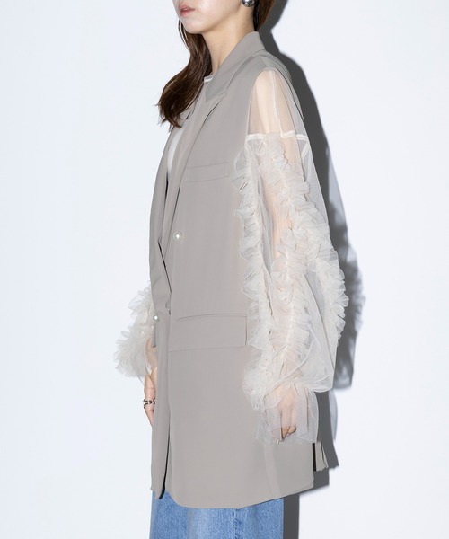 MAISON BREEZE reveur（メゾンブリーズレヴール）の「【MAISON BREEZE reveur】Tailored pearl button jacket vest テーラードパールボタンジャケットベスト trc（ベスト・レディース・グレー/ブラック/モカ・FREE）」の11枚目の写真