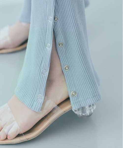 kirakiraShop（キラキラショップ）の「ボタン スリット リブ フレア レギンス パンツ（その他パンツ・レディース・チャコール/ミント/ラベンダー/ベージュ系その他/ブラック/クリーム・FREE）」の9枚目の写真