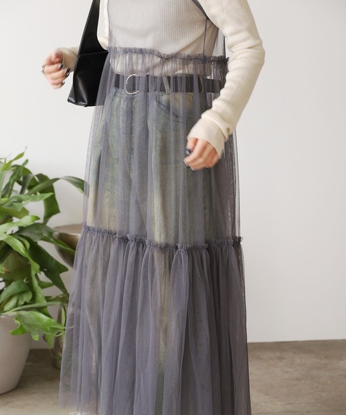 ROOPTOKYO（ループトウキョウ）の「ティアード チュール シアーキャミワンピース ロング丈（ワンピース・レディース・グレー/アイボリー/ブラック/ピンク・FREE）」の13枚目の写真
