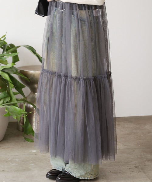 ROOPTOKYO（ループトウキョウ）の「ティアード チュール シアーキャミワンピース ロング丈（ワンピース・レディース・グレー/アイボリー/ブラック/ピンク・FREE）」の12枚目の写真