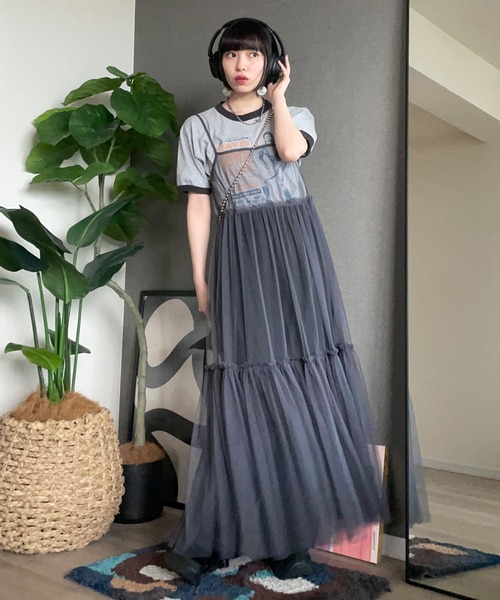 ROOPTOKYO（ループトウキョウ）の「ティアード チュール シアーキャミワンピース ロング丈（ワンピース・レディース・グレー/アイボリー/ブラック/ピンク・FREE）」の16枚目の写真