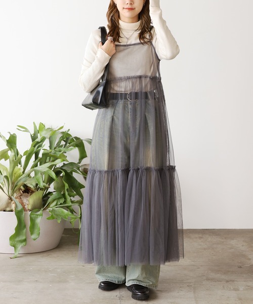 ROOPTOKYO（ループトウキョウ）の「ティアード チュール シアーキャミワンピース ロング丈（ワンピース・レディース・グレー/アイボリー/ブラック/ピンク・FREE）」の17枚目の写真